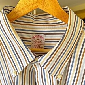 Brooks Brothers Oxford Cloth Button Down Striped XL Dress Shirt Regular Fit
